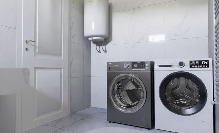 Modern laundry room with washer and dryer
