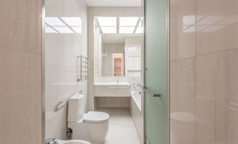 White toilet bowl in a modern comfort room